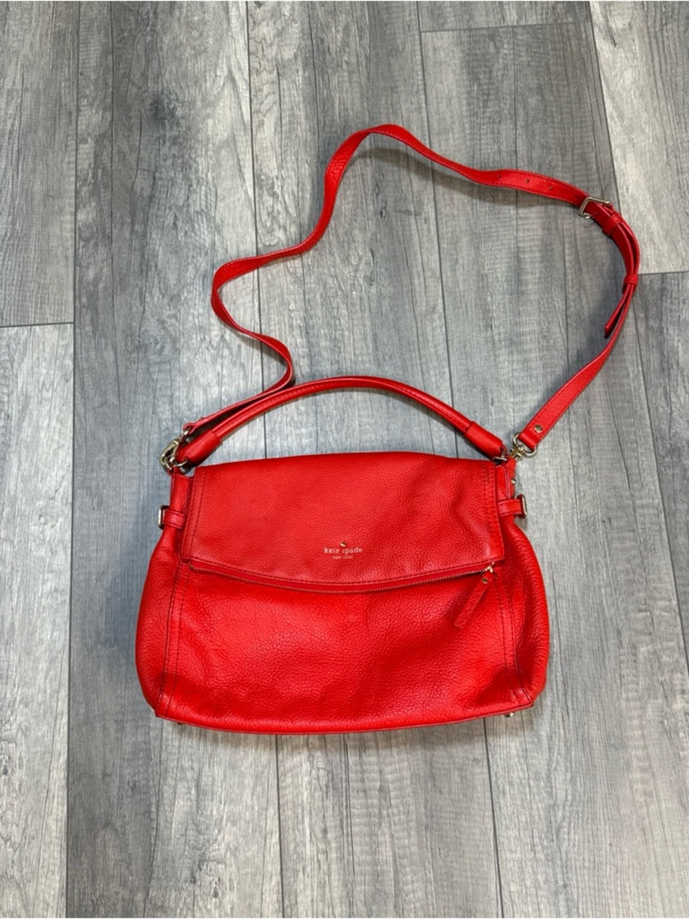 kate spade Red Leather Shoulder Bag with Adjustable Strap